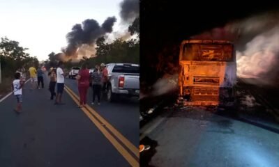 Carreta pega fogo e fica completamente destruída na rodovia MG-181, próximo a Brasilândia de Minas