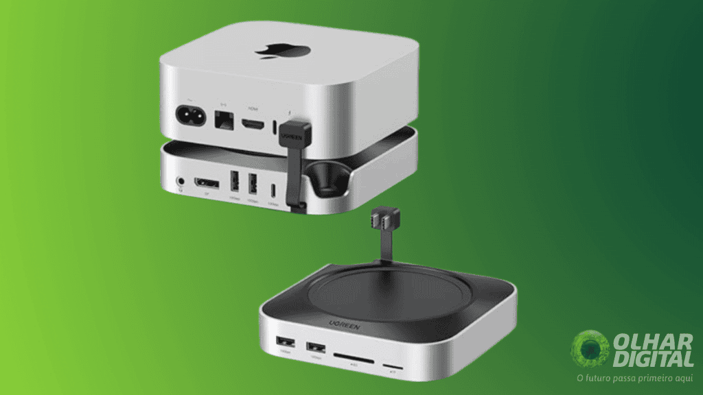 Base completa para Mac Mini M4 UGREEN em fundo verde