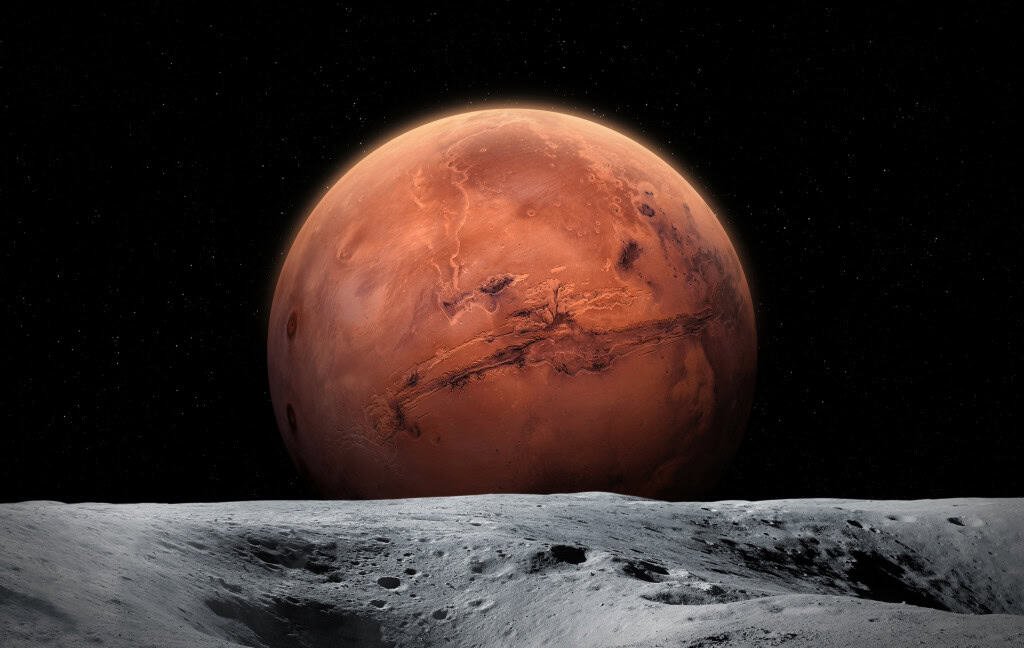 Representação de Marte visto da Lua
