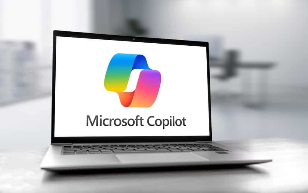 Logo do Microsoft Copilot em um notebook