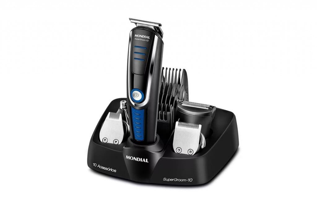 Aparador de Pelos Mondial Super Groom 10 em 1 BG-03 Sem Fio Preto/Azul - Bivolt