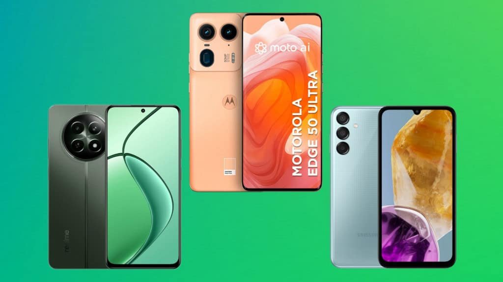 Montagem com celulares da Realme, Motorola e Samsung que estão em liquidação na Amazon