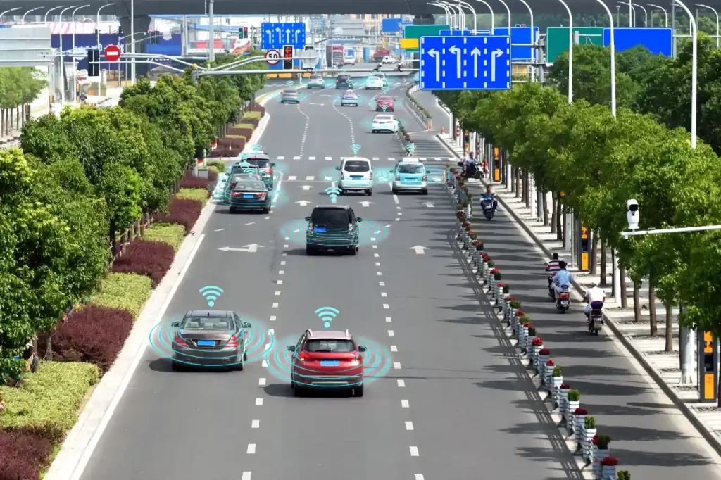 Carros autônomos serão conectados também entre si, melhorando o fluxo do trânsito