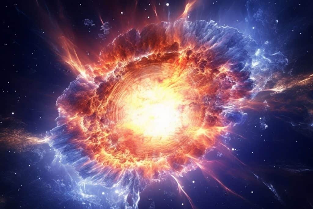 Explosão de uma supernova que forma estrela de nêutrons