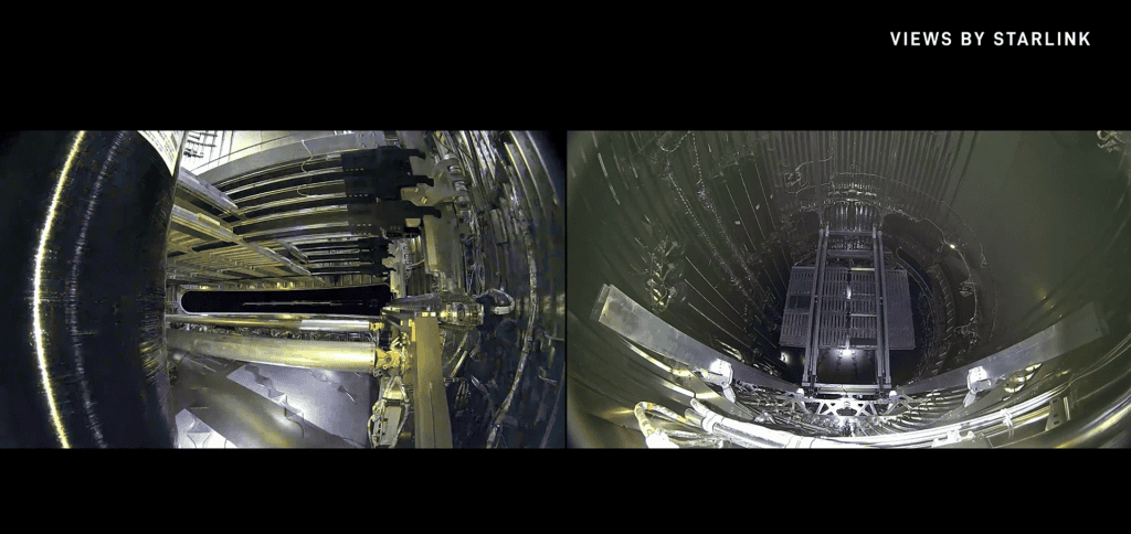 Imagens internas do compartimento dos satélites falsos na Starship